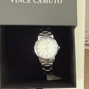Vince Camuto Silver-Tone Watch with White Dial